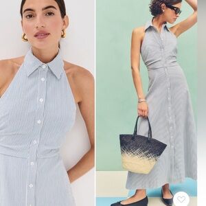 NEW VERONICA BEARD mackey maxi dress in blue/white $548